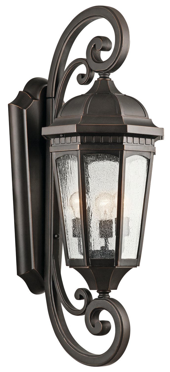 Courtyard 3-Light Extra Large Outdoor Wall Lantern in Rubbed Bronze