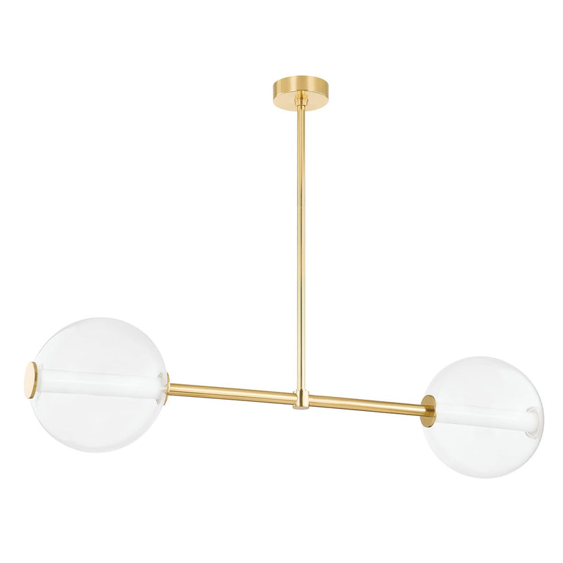 Richford 2-Light Linear Pendant in Aged Brass