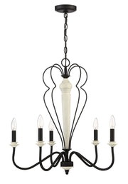 Anna 5 Light 25.5" Chandelier in Cottage White/Espresso