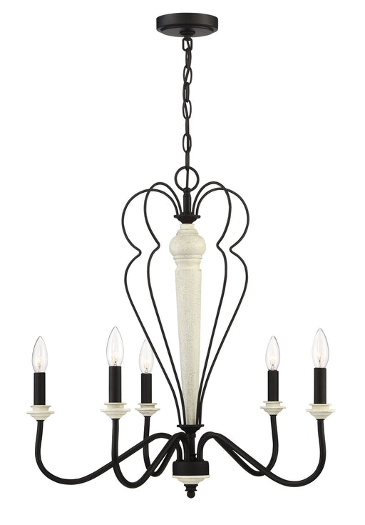 Anna 5 Light 25.5" Chandelier in Cottage White/Espresso