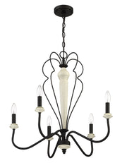 Anna 5 Light 25.5" Chandelier in Cottage White/Espresso