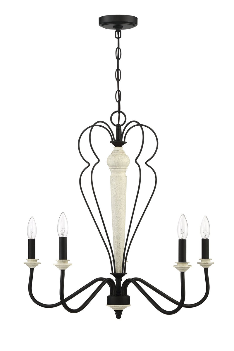 Anna 5 Light 25.5" Chandelier in Cottage White/Espresso