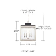 Tux 6-Light Lantern Pendant in Black Tie