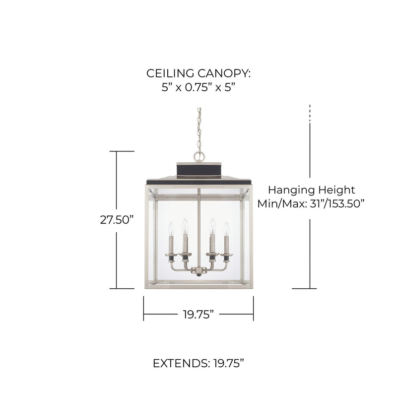 Tux 6-Light Lantern Pendant in Black Tie