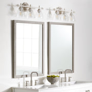 3 Light Transitional Seeded Glass Vanity in Persian White