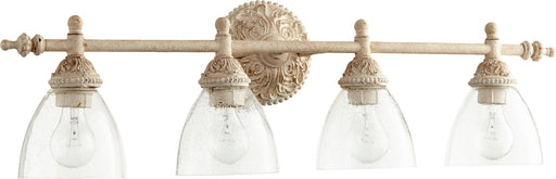 4 Light Traditional Seeded Glass Vanity in Persian White
