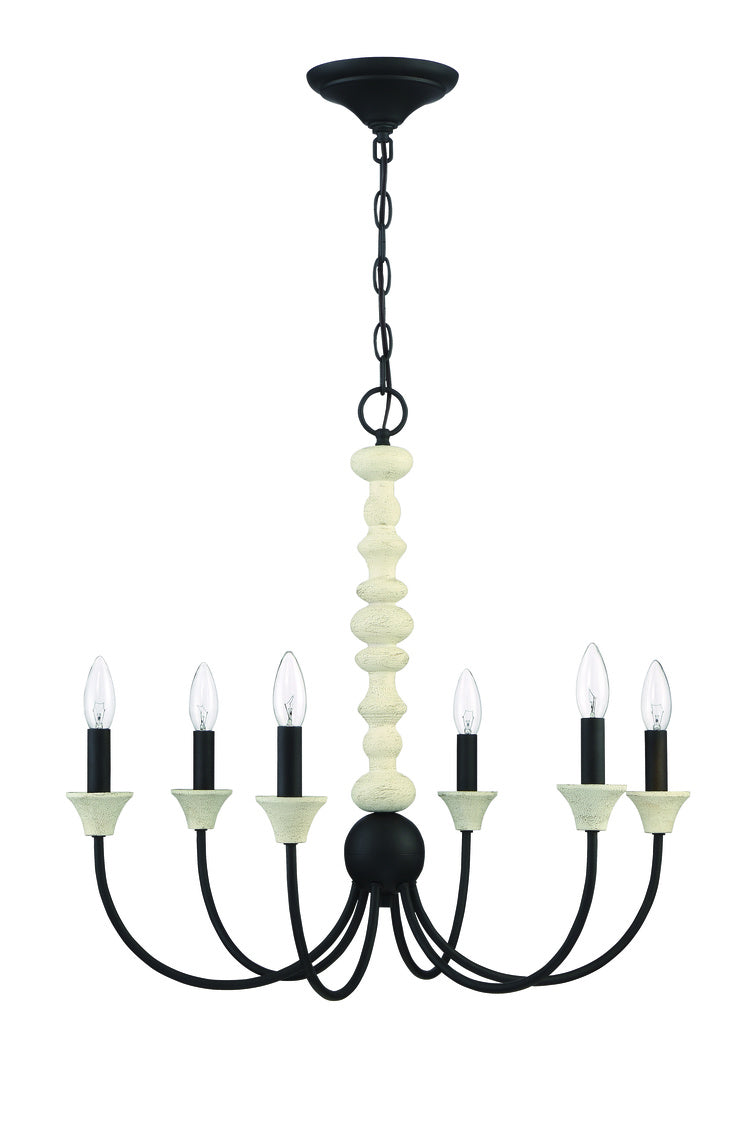 Meadow Place 6 Light 24" Chandelier in Cottage White/Espresso