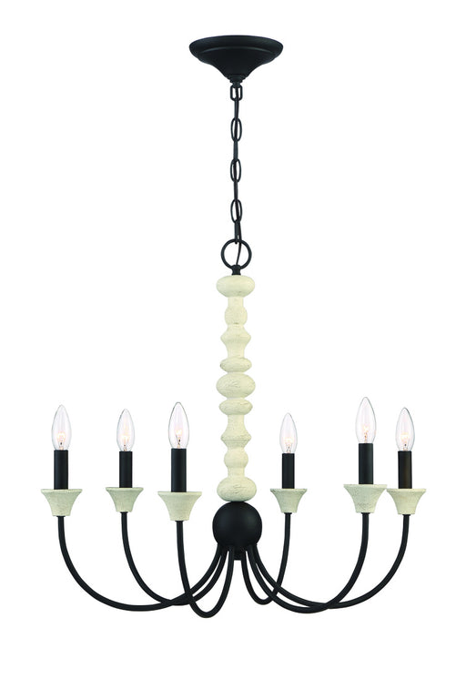 Meadow Place 6 Light 24" Chandelier in Cottage White/Espresso