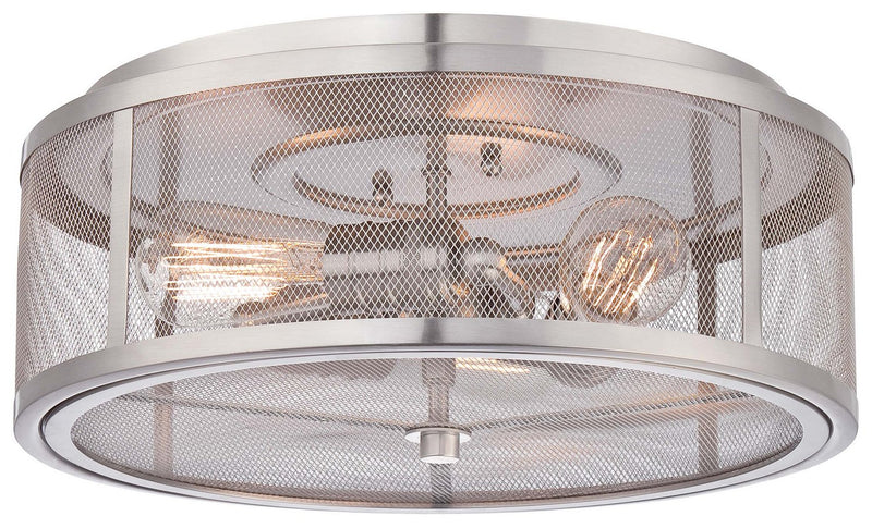 Downtown Edison 3-Light Flush Mount in Brushed Nickel