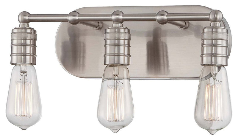 Downtown Edison 3-Light Bath Vanity Light in Brushed Nickel
