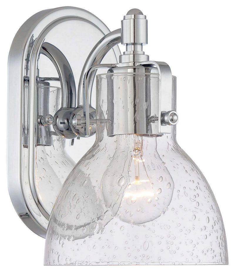 1-Light Bath Vanity in Chrome & Clear Seedy Glass