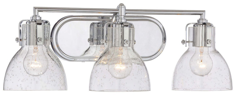 3-Light Seeded Glass Bath Vanity Light in Chrome
