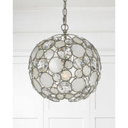 Palla 1 Light 13" Pendant in Antique Silver in a room setting