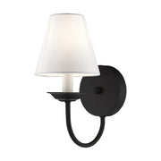 Armed Bath Sconce with Fabric Shade in Black