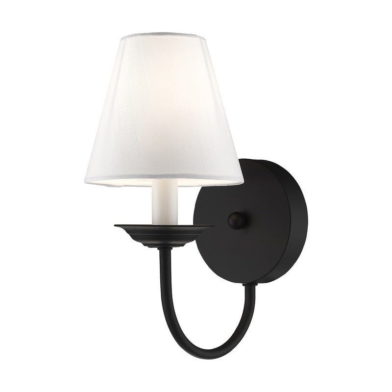 Armed Bath Sconce with Fabric Shade in Black