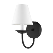 Armed Bath Sconce with Fabric Shade in Black