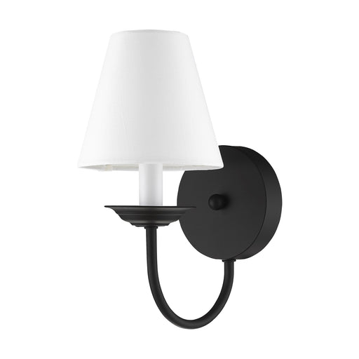 Armed Bath Sconce with Fabric Shade in Black