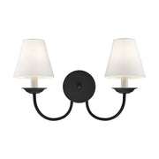 2-Light Armed Wall Sconce with Fabric Shades in Black