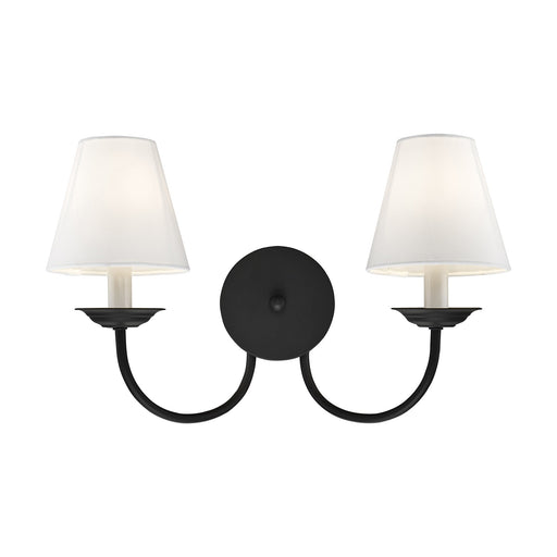 2-Light Armed Wall Sconce with Fabric Shades in Black