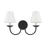 2-Light Armed Wall Sconce with Fabric Shades in Black