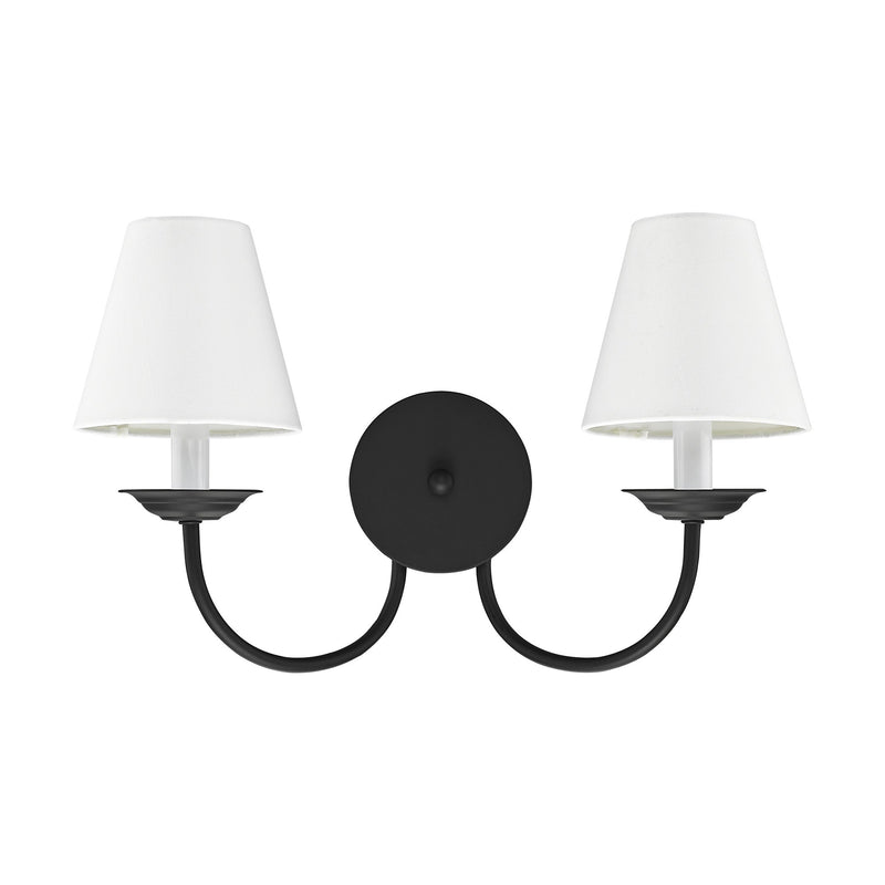 2-Light Armed Wall Sconce with Fabric Shades in Black