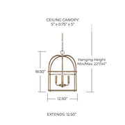 Aubrey 4-Light Chandelier in Aged Brass