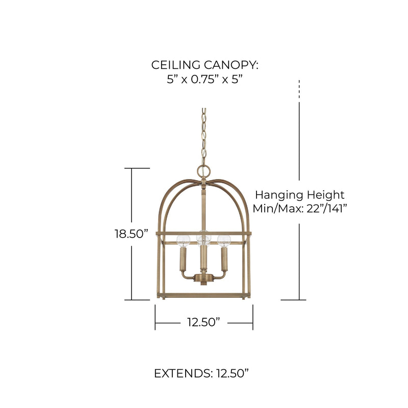 Aubrey 4-Light Chandelier in Aged Brass