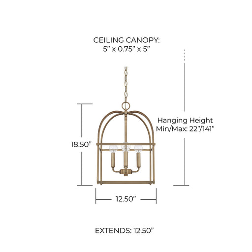 Aubrey 4-Light Chandelier in Aged Brass