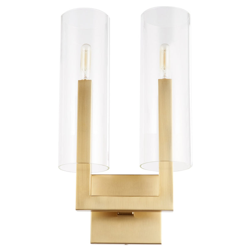 Harbin 2 Light Wall Mount in Aged Brass