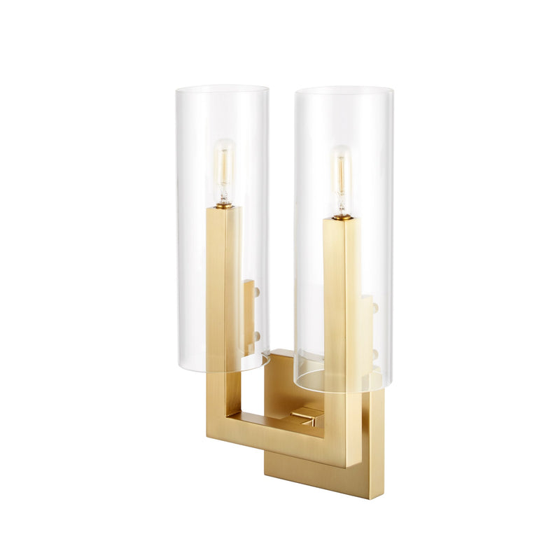 Harbin 2 Light Wall Mount in Aged Brass