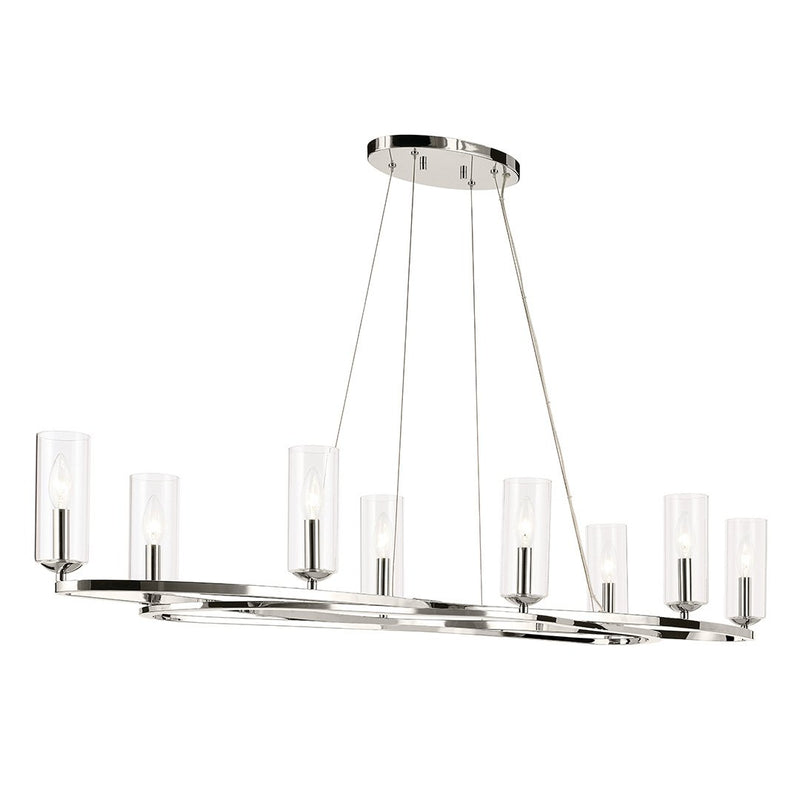 Harpin 8-Light Linear Chandelier in Polished Nickel