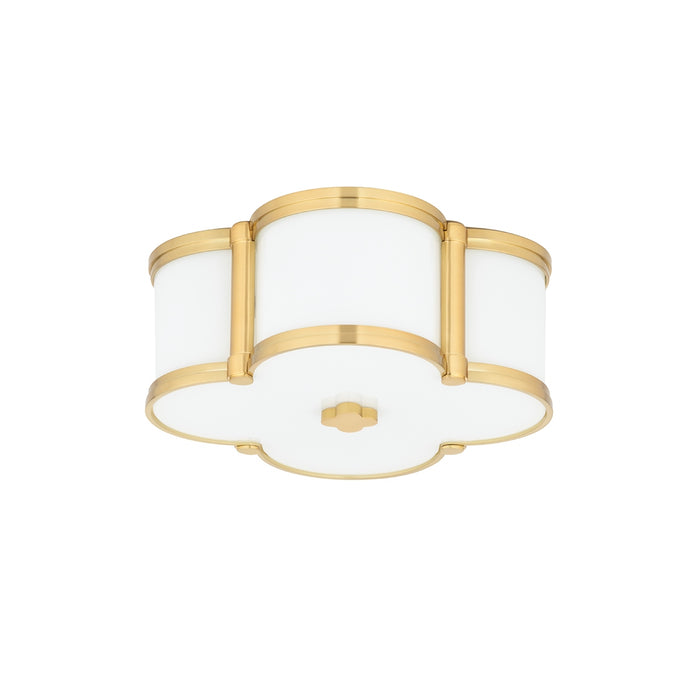 Chandler 2 Light Flush Mount in Aged Brass