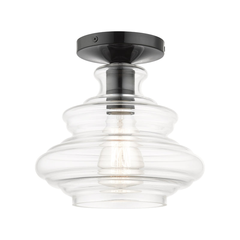 Everett Semi-Flush Mount in Shiny Black Finish