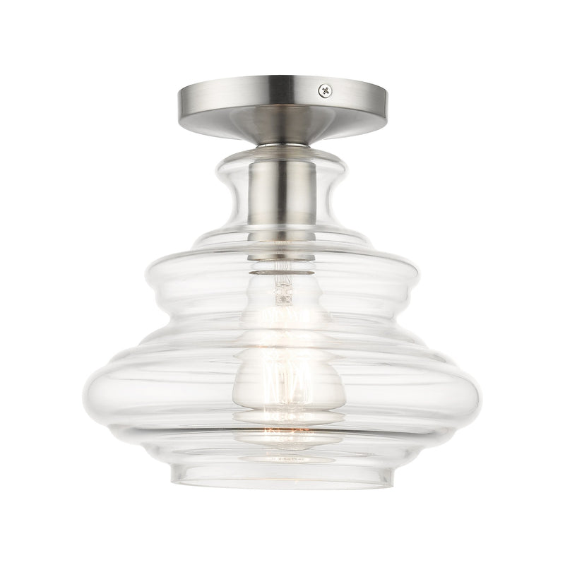 Everett Semi-Flush Mount in Brushed Nickel with Chrome Finish Accents