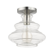 Everett Semi-Flush Mount in Brushed Nickel with Chrome Finish Accents