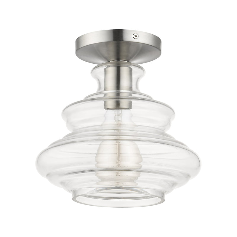 Everett Semi-Flush Mount in Brushed Nickel with Chrome Finish Accents