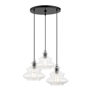Everett 3-Light Cluster Pendant in Shiny Black with Chrome Finish Accents