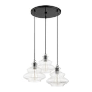 Everett 3-Light Cluster Pendant in Shiny Black with Chrome Finish Accents