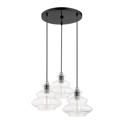 Everett 3-Light Cluster Pendant in Shiny Black with Chrome Finish Accents