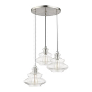 Everett 3-Light Cluster Pendant in Brushed Nickel with Chrome Finish Accents