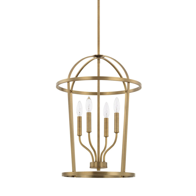 Greyson 4-Light Chandelier in Aged Brass