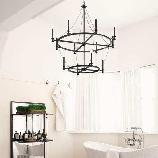 Lancaster 12-Light Chandelier in Black Iron