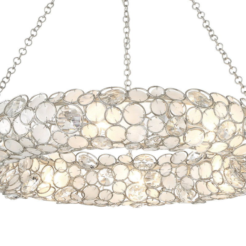 Palla 8 Light 32" Chandelier in Antique Silver