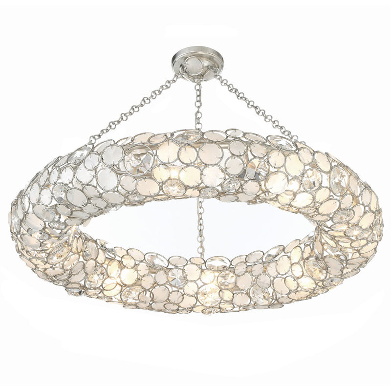 Palla 8 Light 32" Semi Flush Mount in Antique Silver