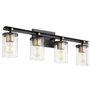 Empire 4 Light Vanity in Textured Black / Aged Brass