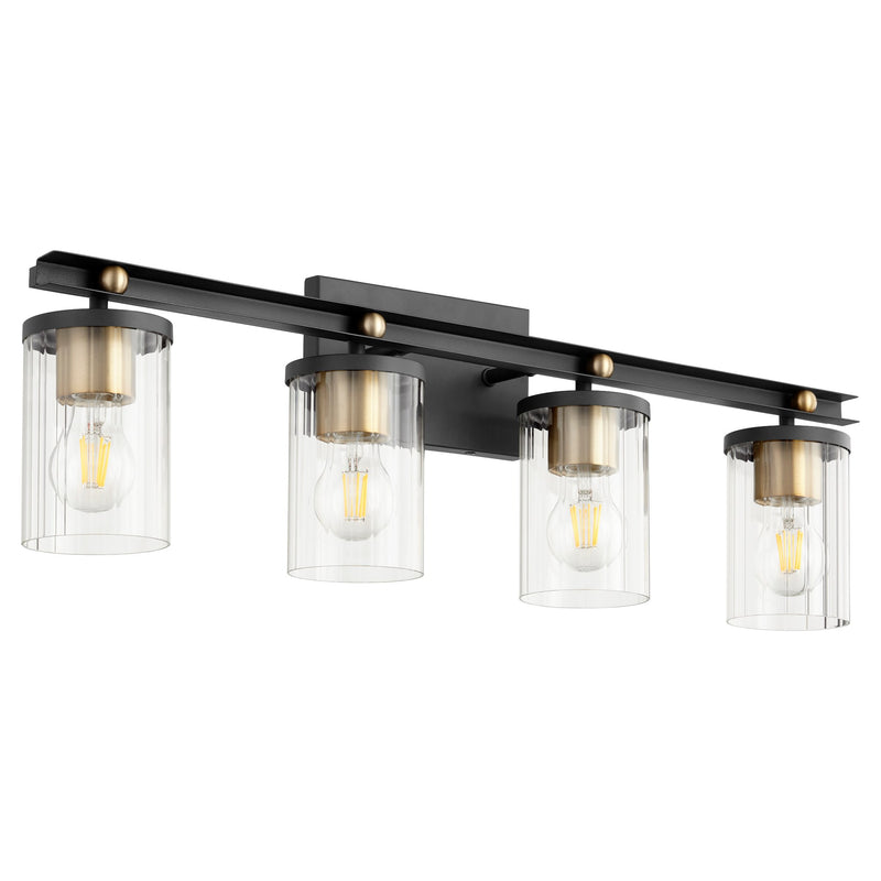 Empire 4 Light Vanity in Textured Black / Aged Brass