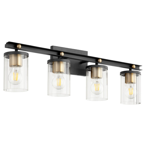 Empire 4 Light Vanity in Textured Black / Aged Brass