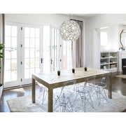 Palla 6 Light 22" Chandelier in Antique Silver in a room setting