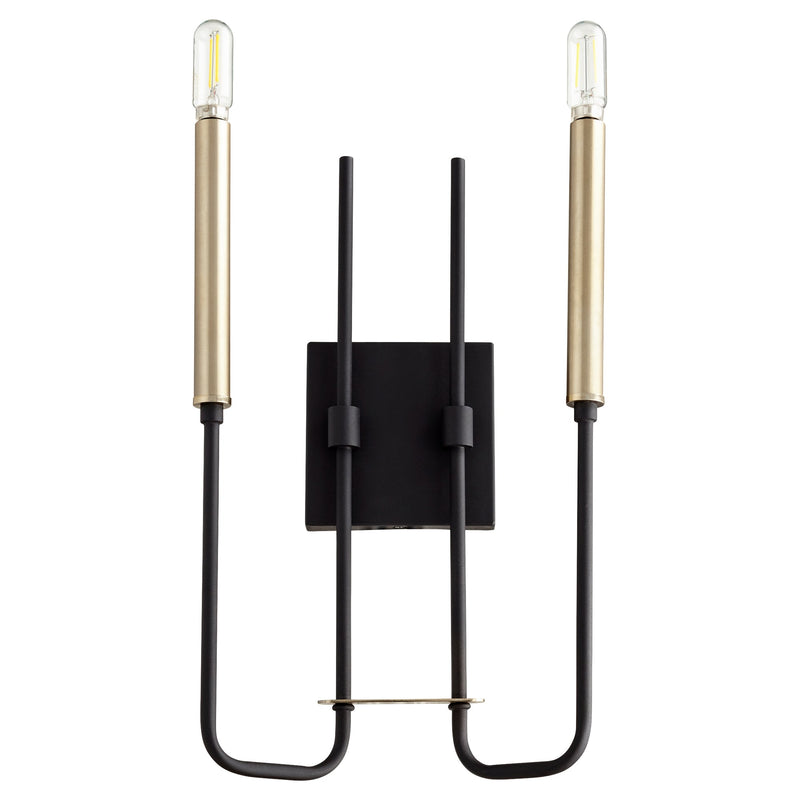 Hope 2 Light Wall Mount in Textured Black / Aged Brass