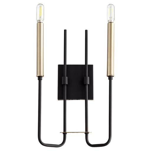 Hope 2 Light Wall Mount in Textured Black / Aged Brass